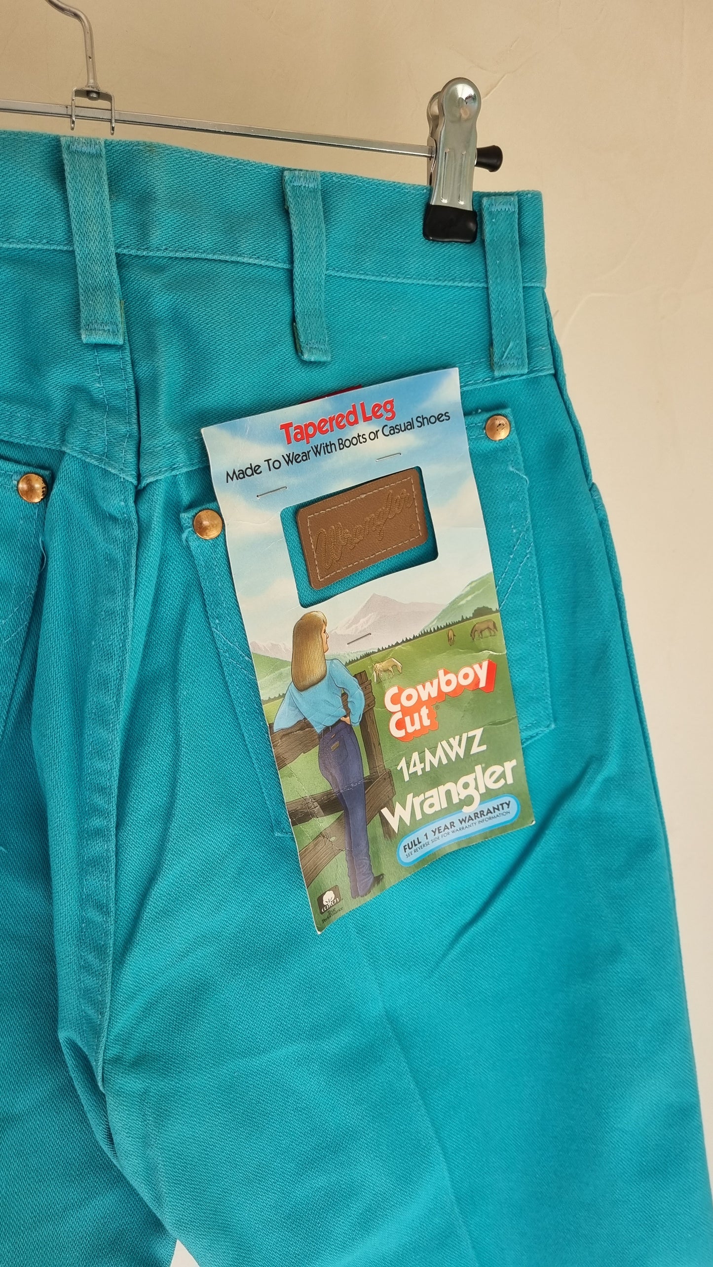 Jean turquoise Wrangler