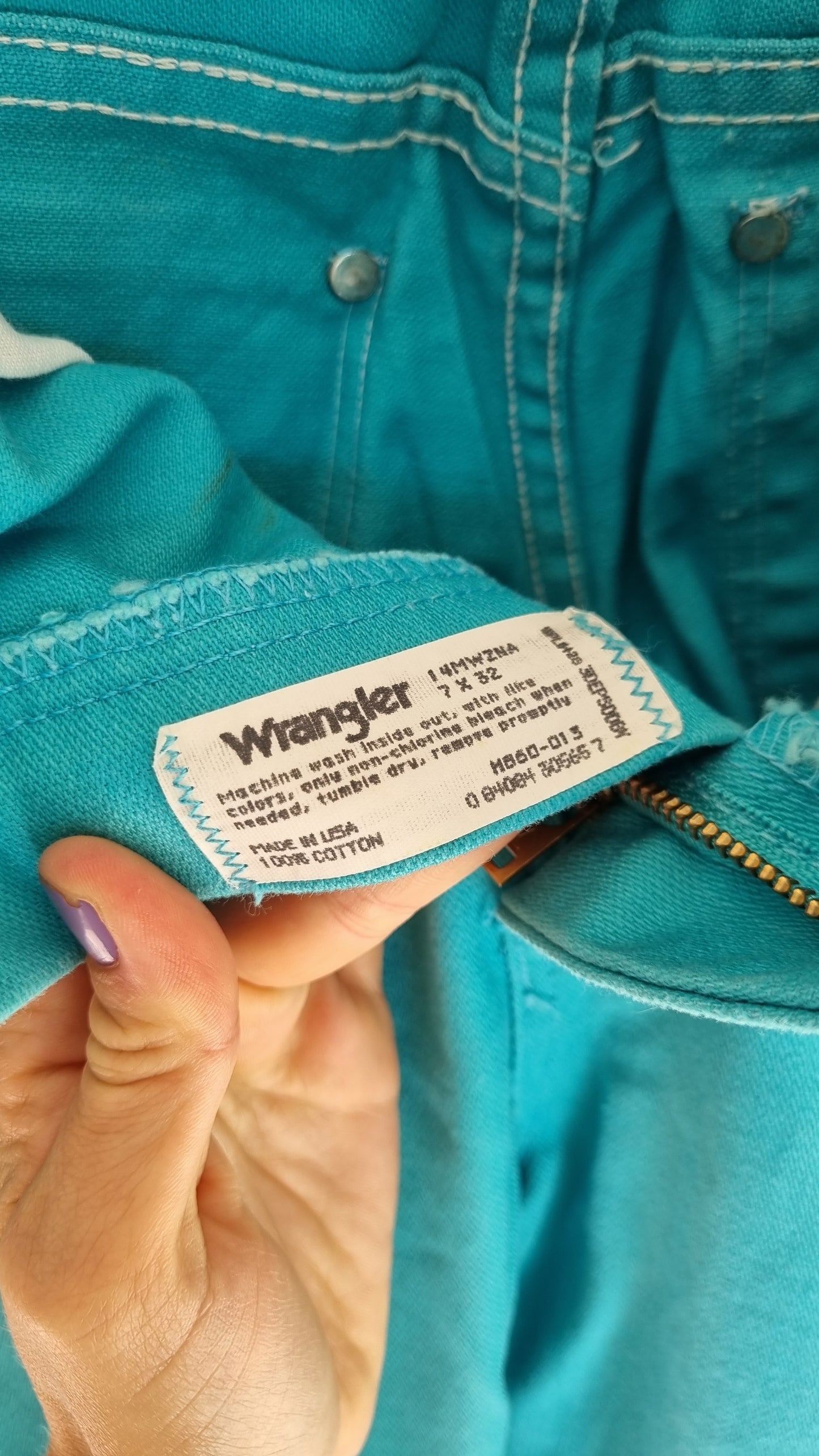 Jean turquoise Wrangler