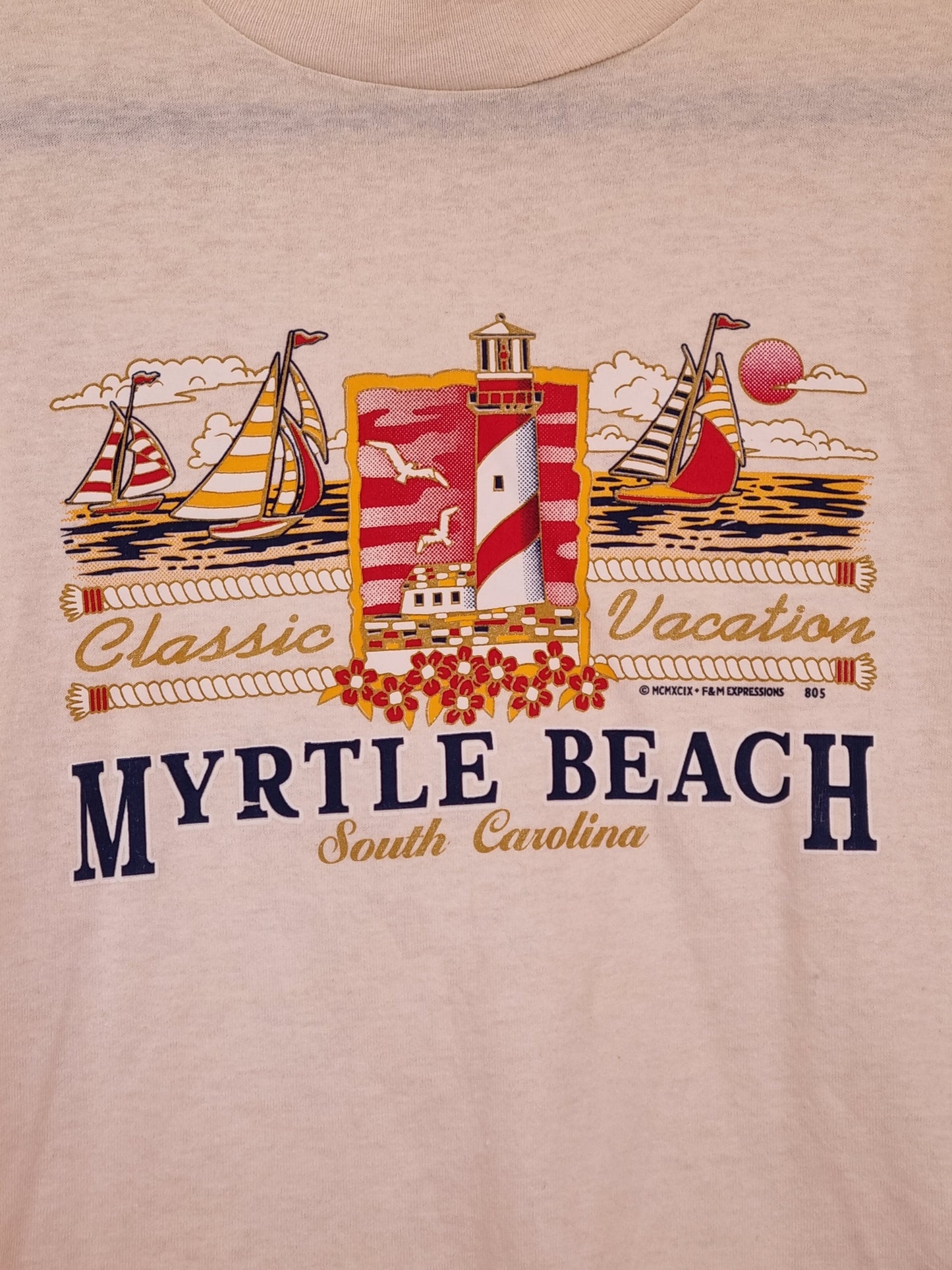 Tee shirt beige imprimé