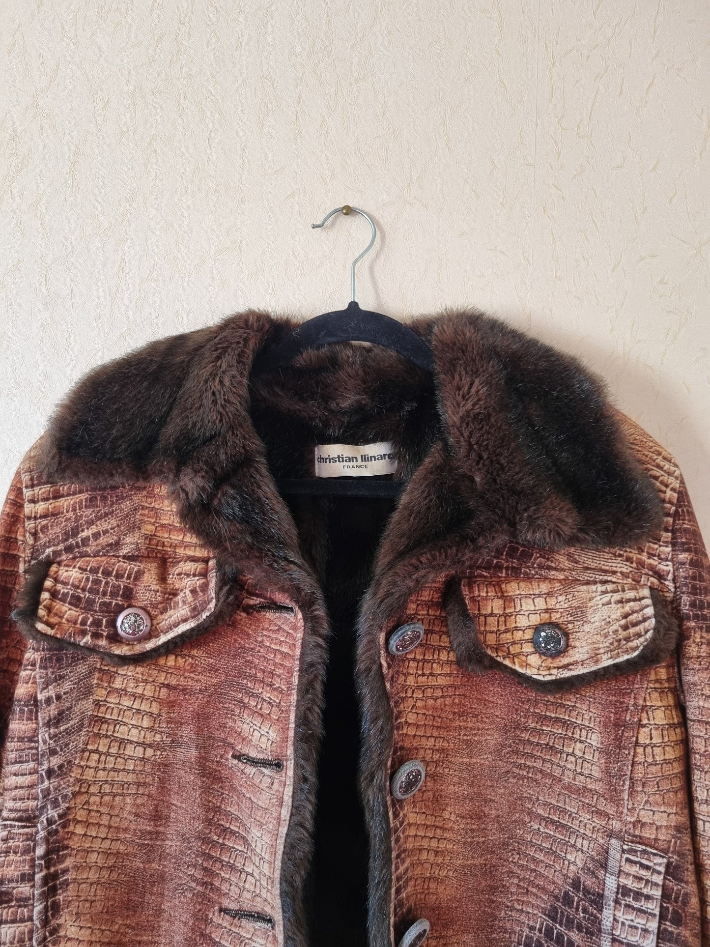 Veste fourrée imprimé animal
