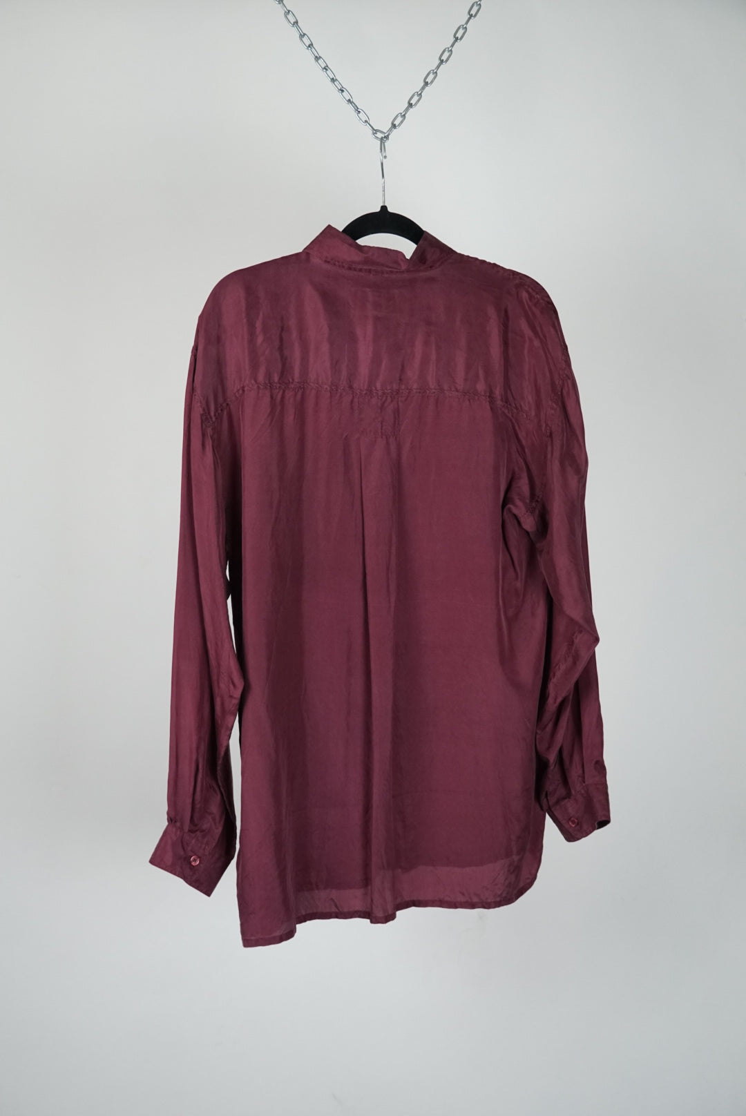 Chemise en soie bordeaux