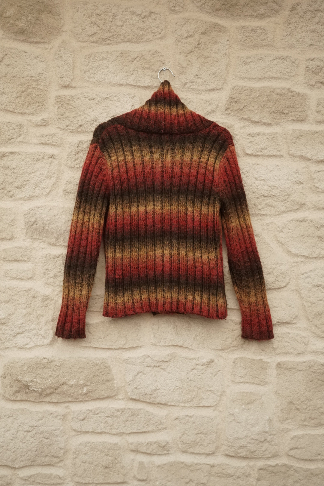 Cardigan dégradée rouge kaki