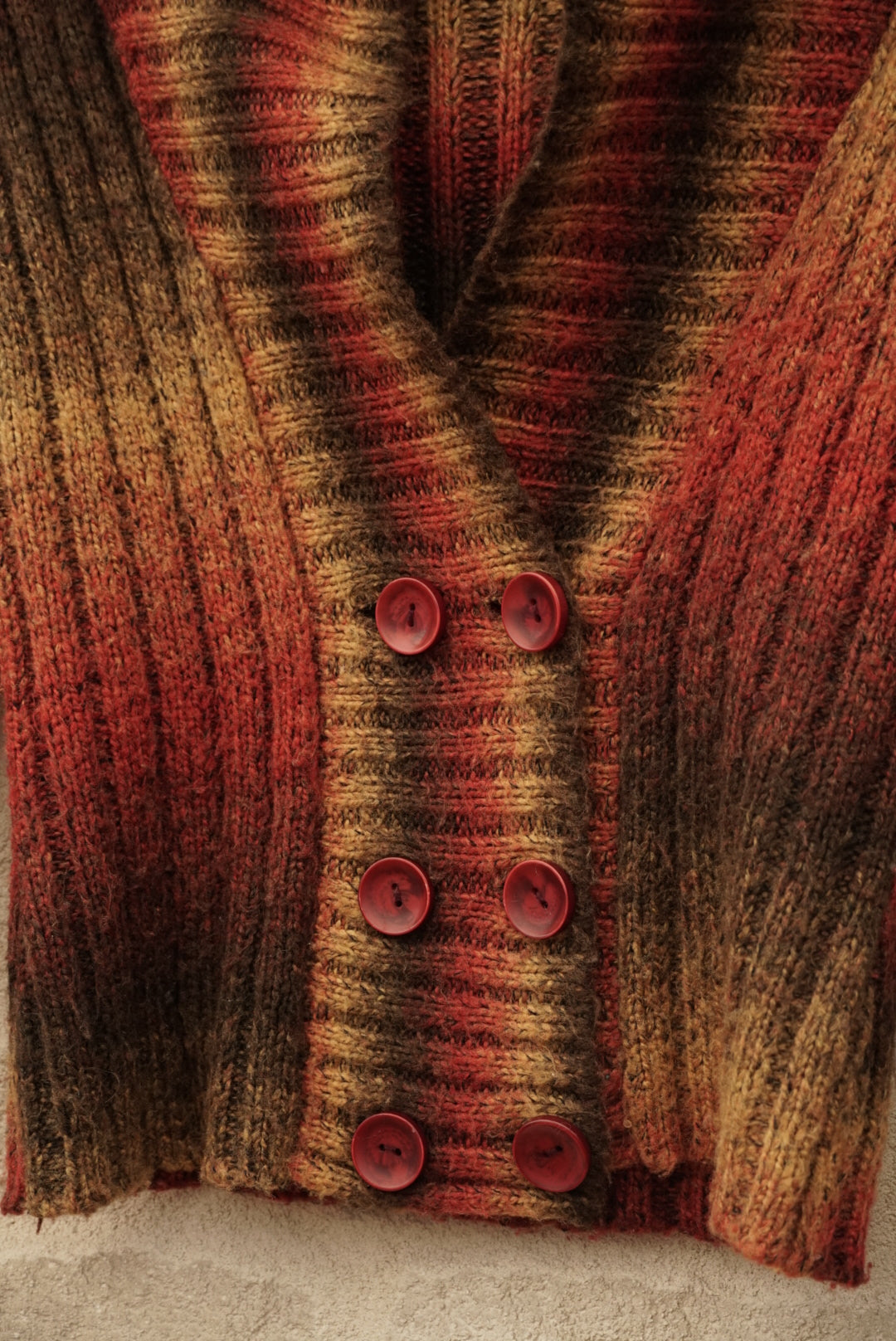 Cardigan dégradée rouge kaki