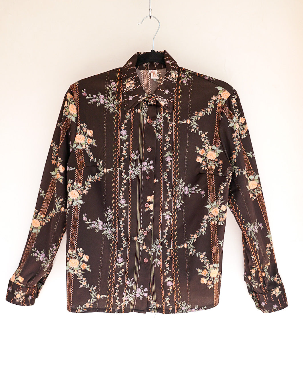 Chemise marron imprimé 70