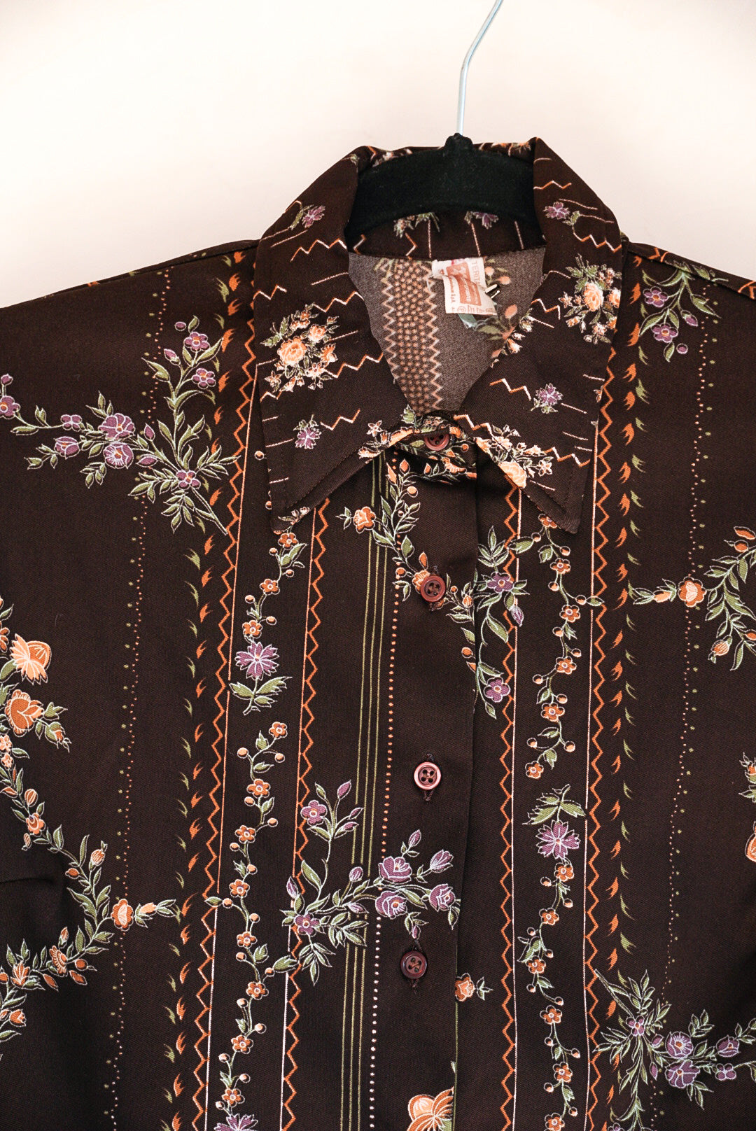 Chemise marron imprimé 70