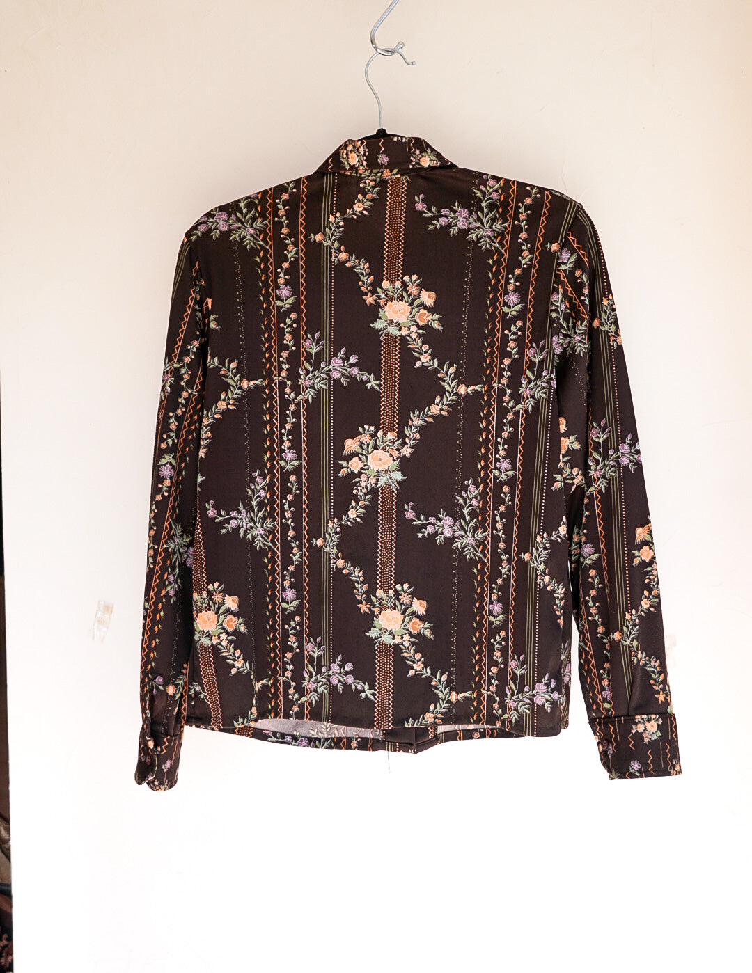 Chemise marron imprimé 70