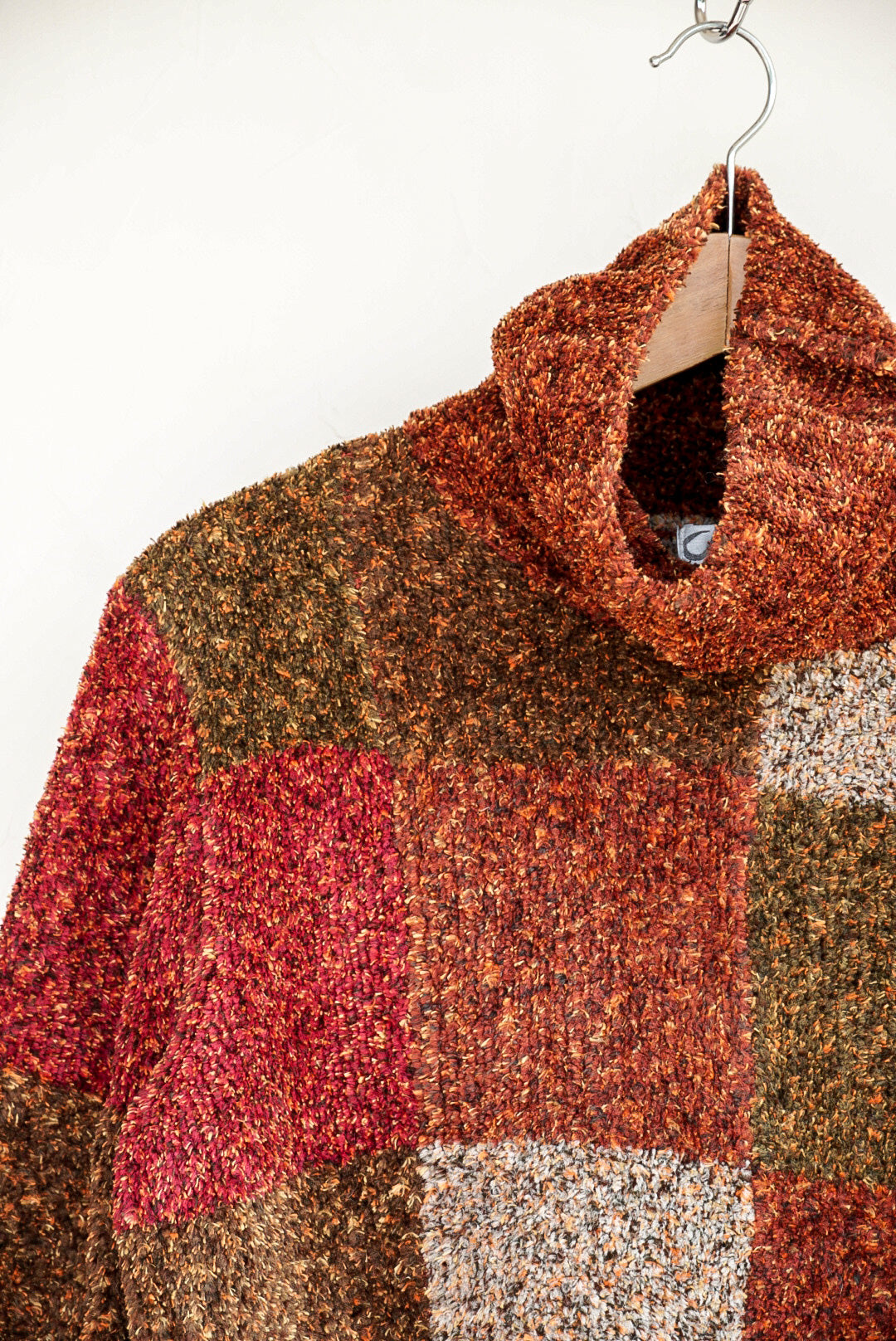 Pull pilou pilou patchwork rouge vert automne