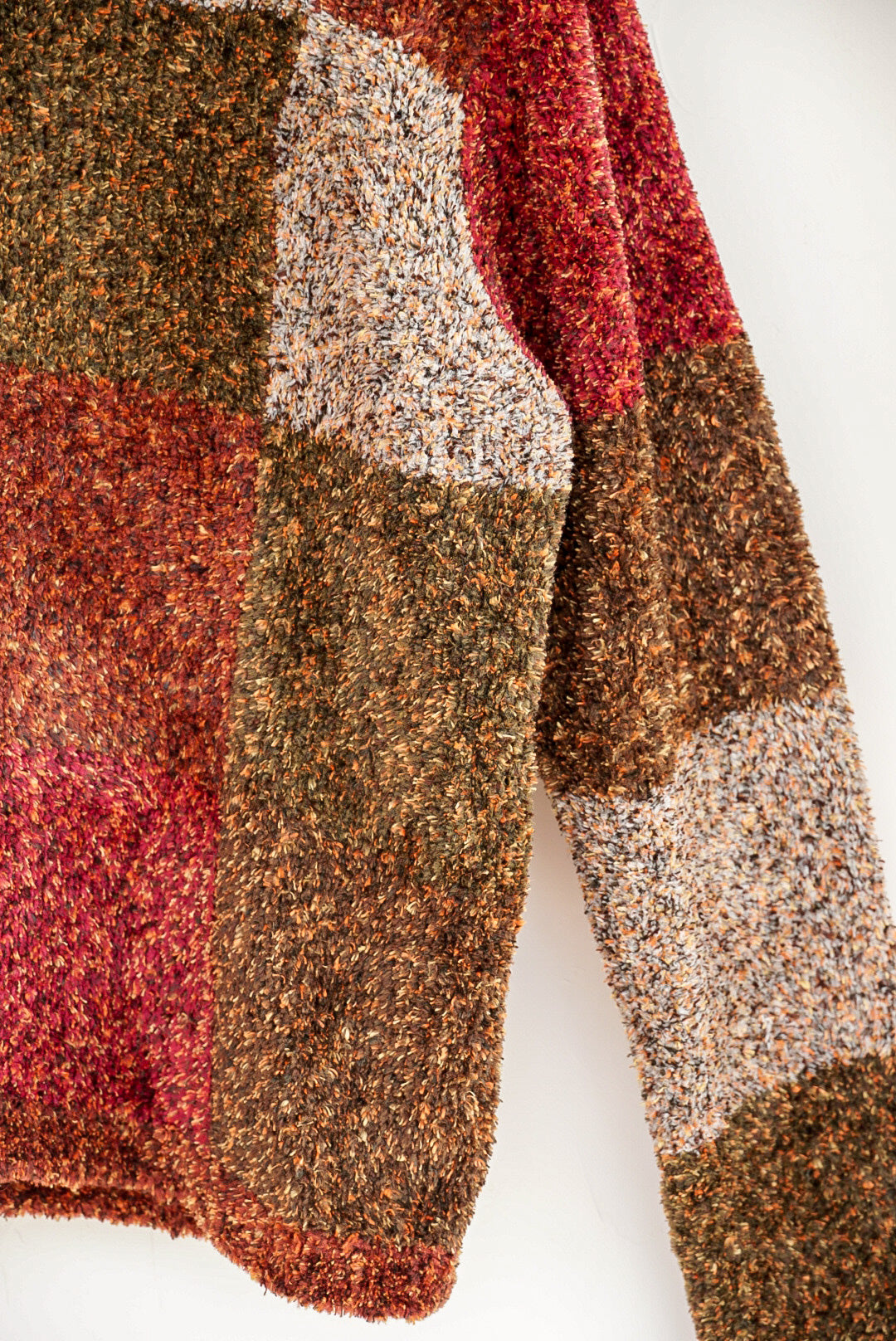 Pull pilou pilou patchwork rouge vert automne