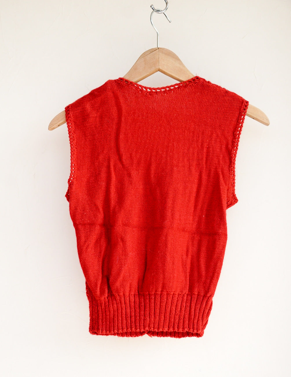 Gilet sans manches rouge en maille
