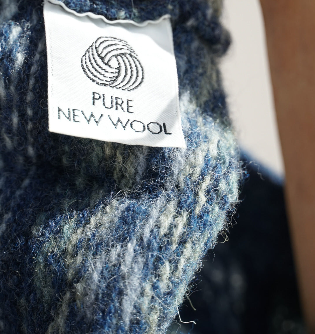 Gilet écossais sans manches bleu à rayure