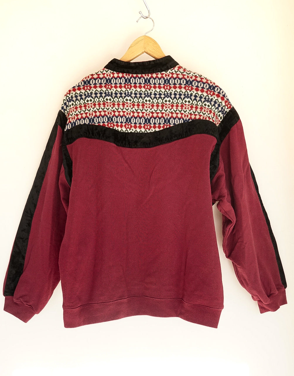 Sweat bordeaux à empiècement 80's