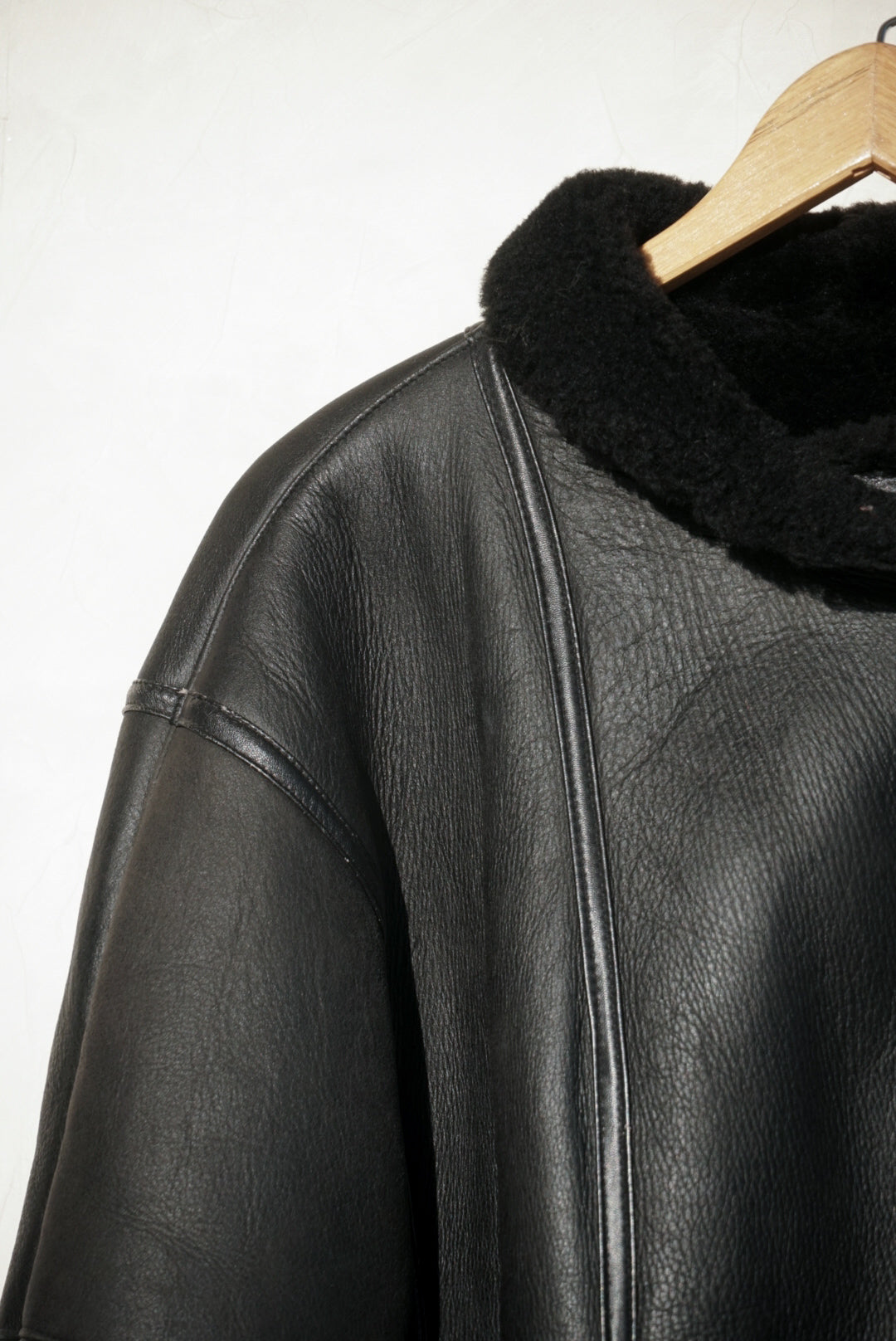 Manteau peau lainé noir
