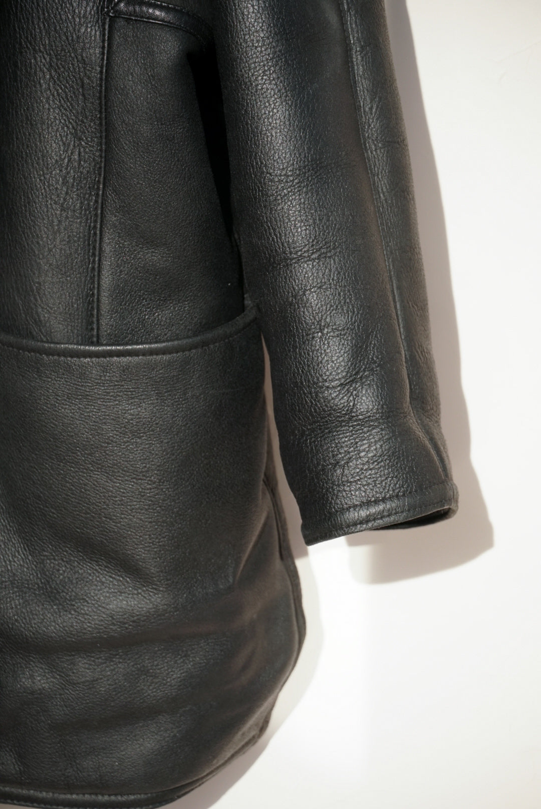 Manteau peau lainé noir