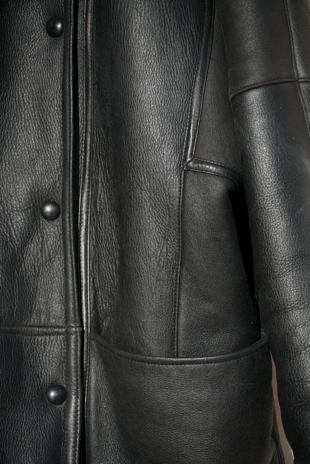 Manteau peau lainé noir