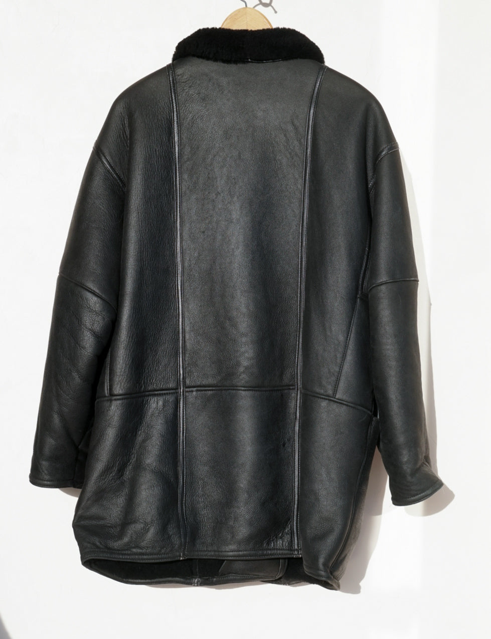Manteau peau lainé noir