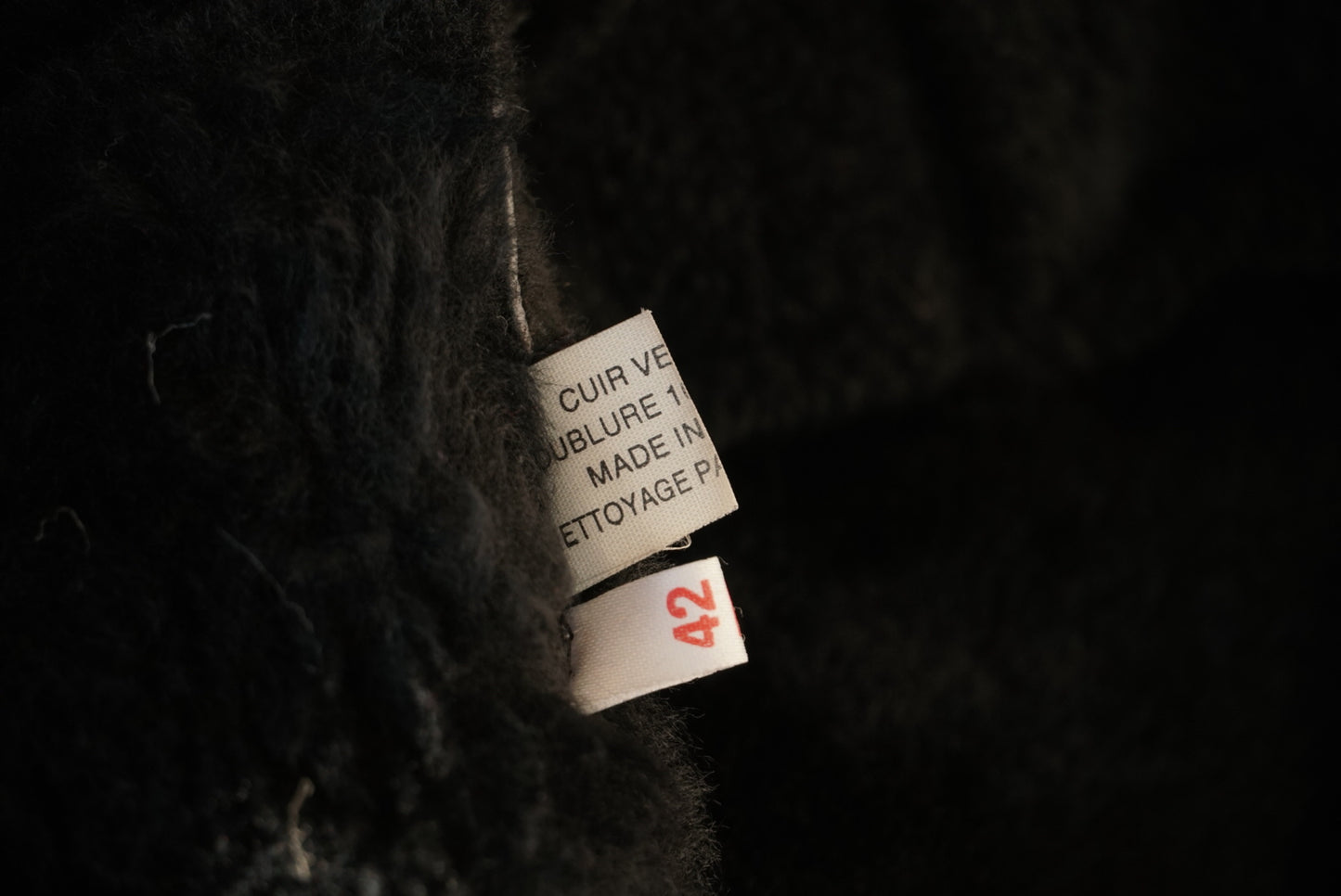 Manteau peau lainé noir