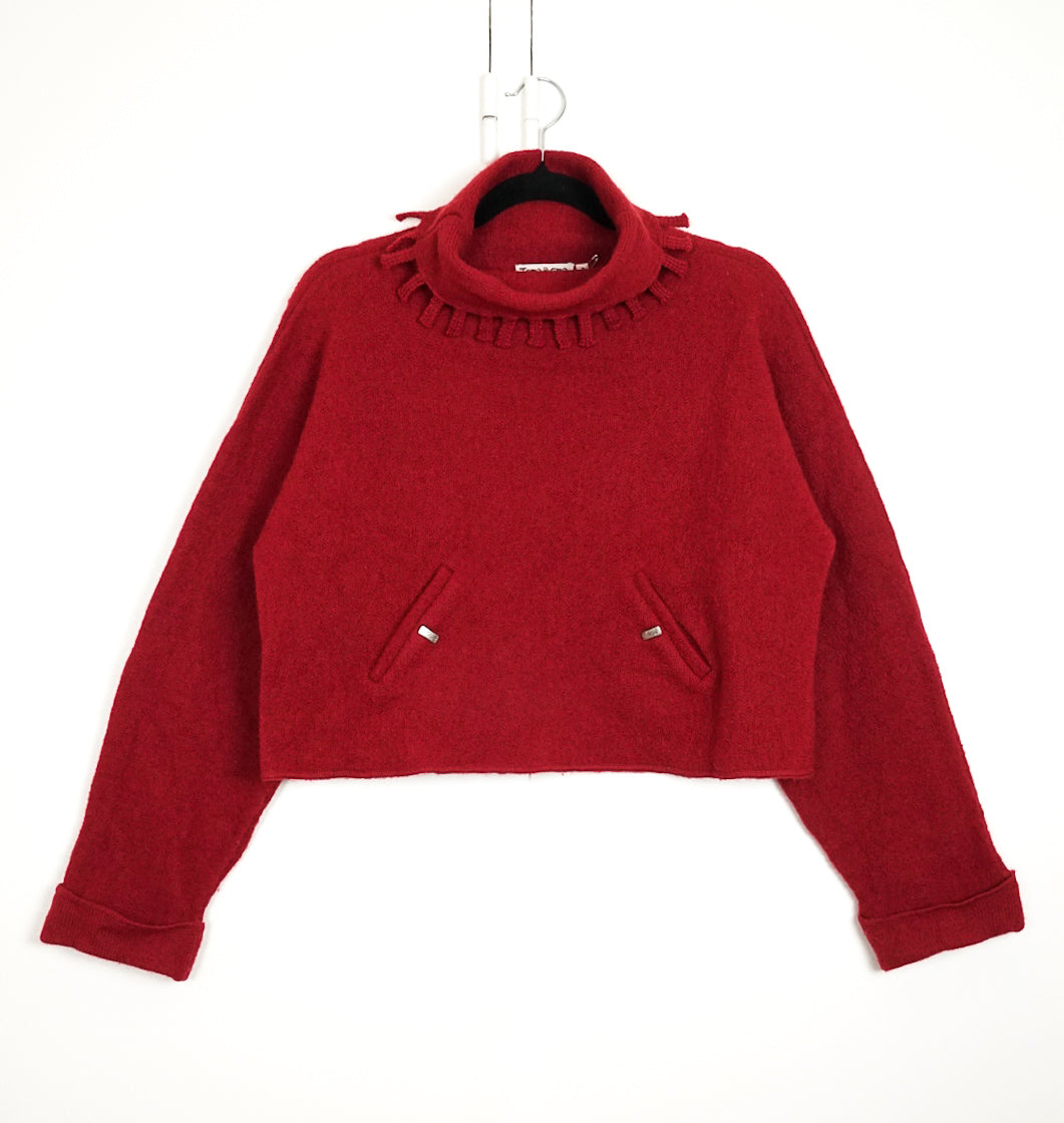 Pull rouge col roulé