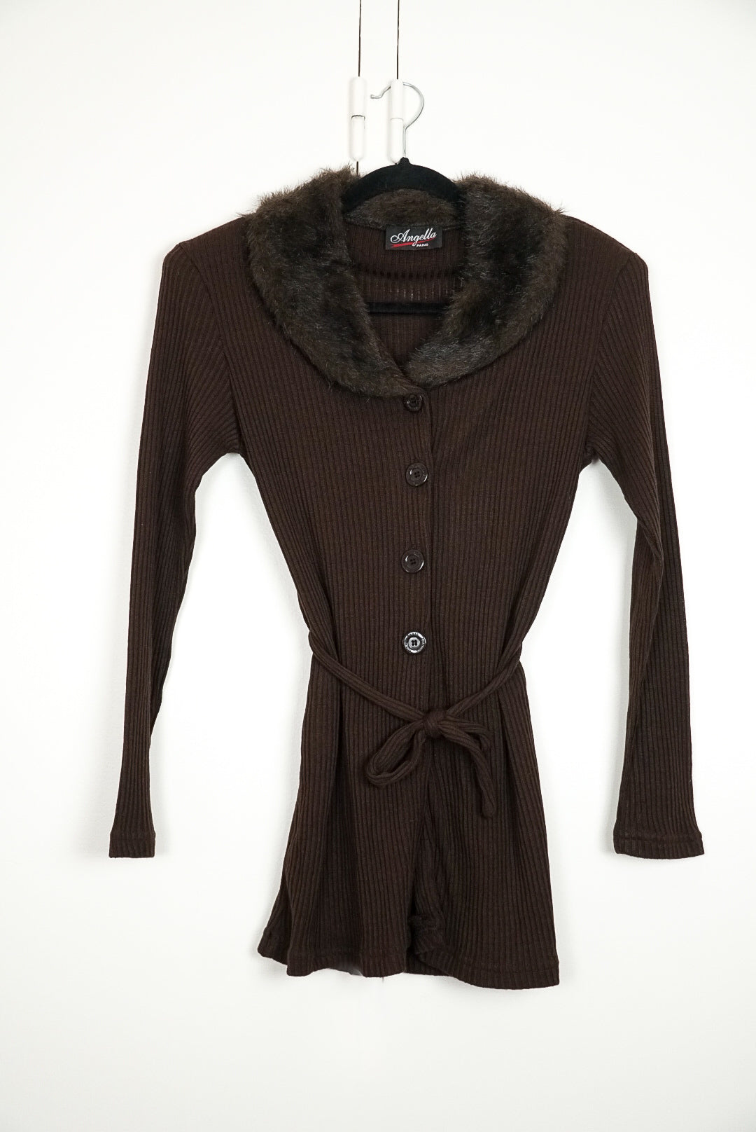 Gilet mi long col fausse fourrure