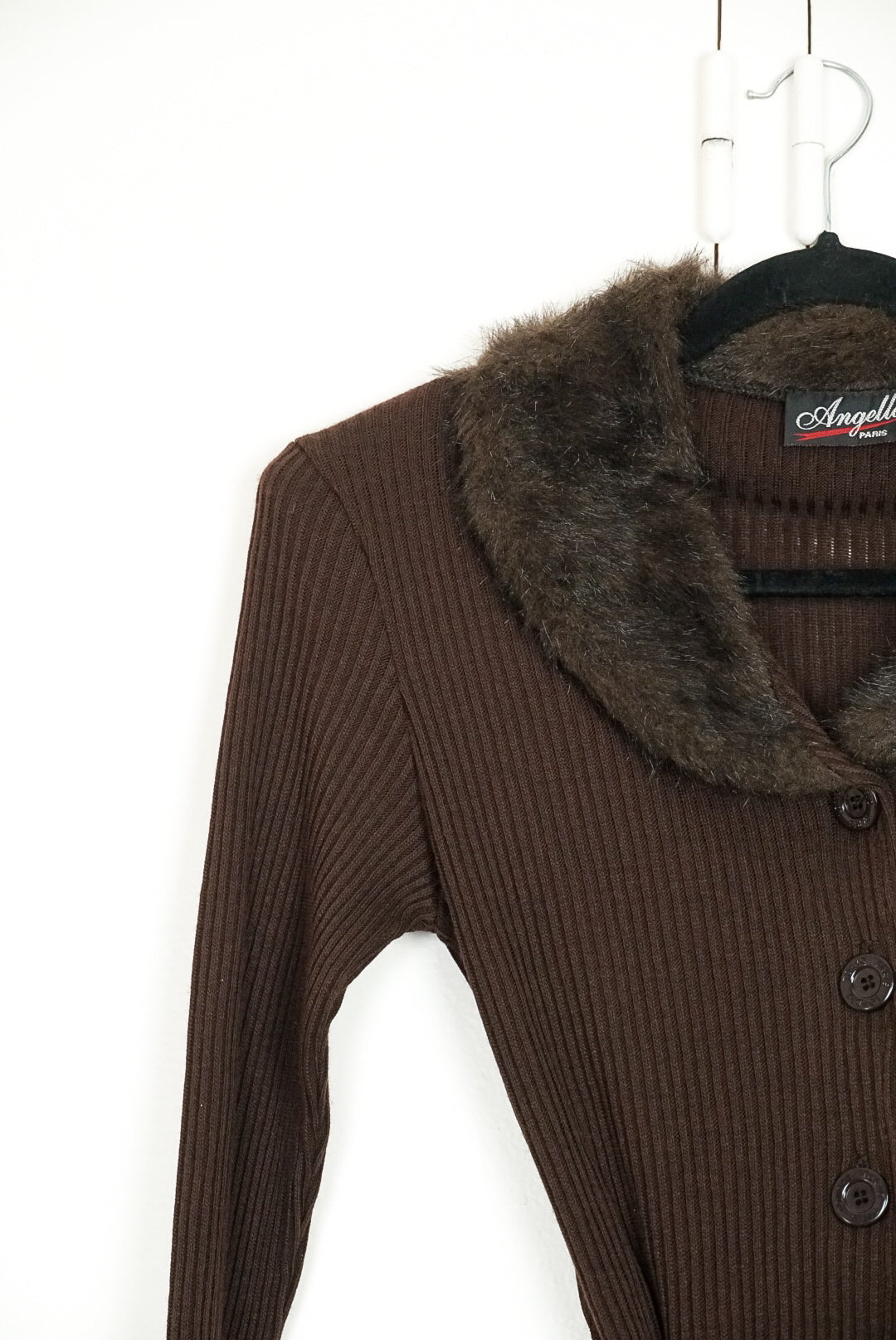 Gilet mi long col fausse fourrure
