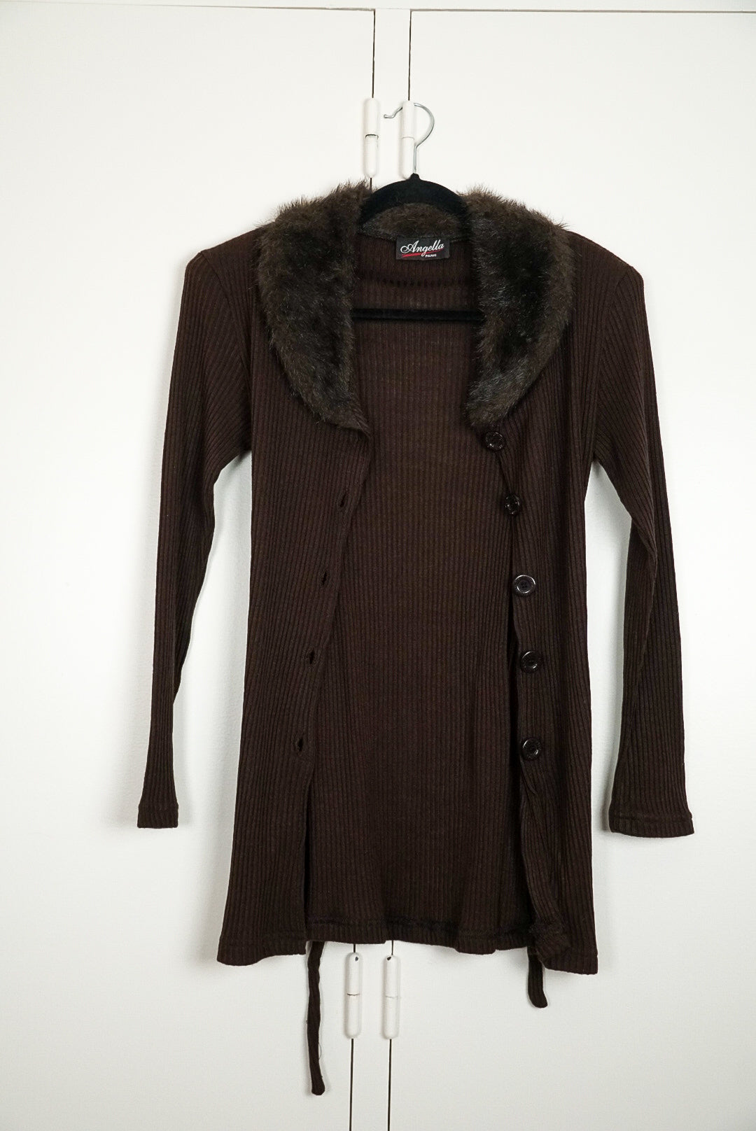 Gilet mi long col fausse fourrure