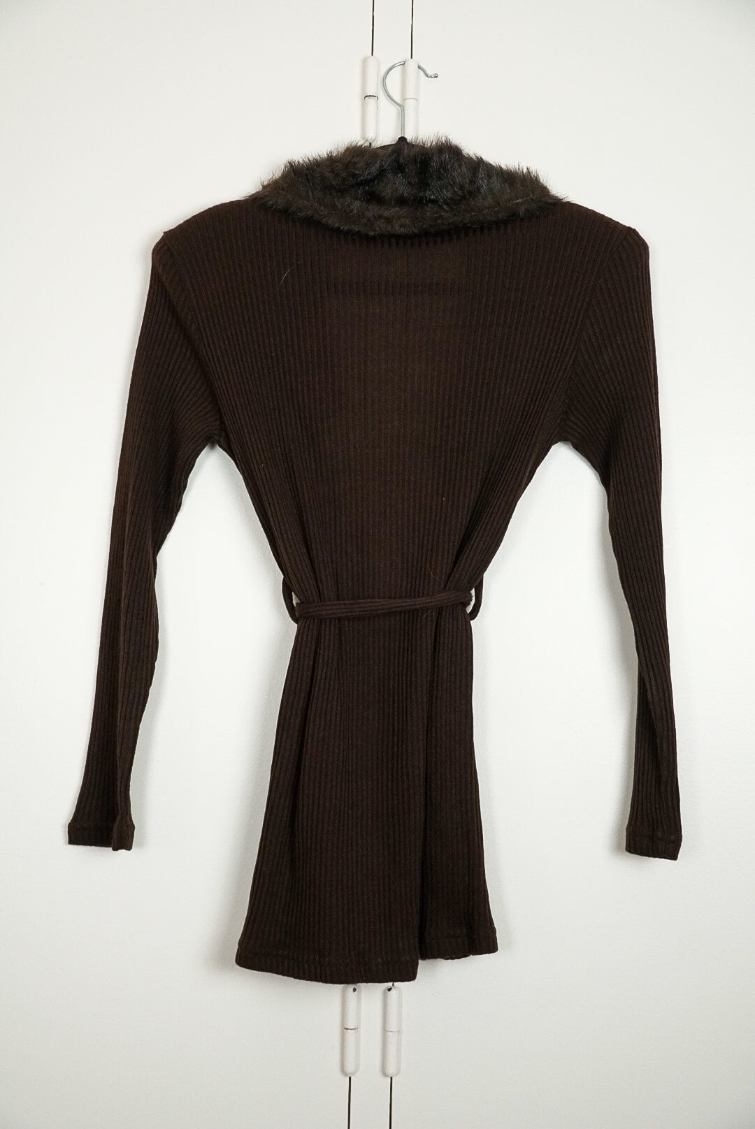 Gilet mi long col fausse fourrure