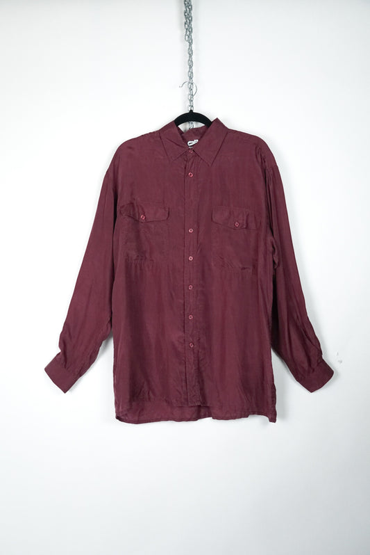 Chemise en soie bordeaux