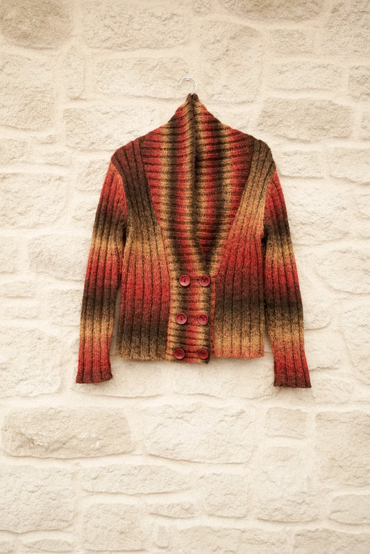 Cardigan dégradée rouge kaki