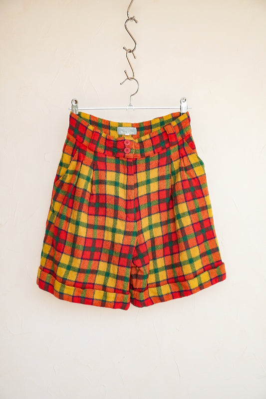 Short tartan jaune et rouge