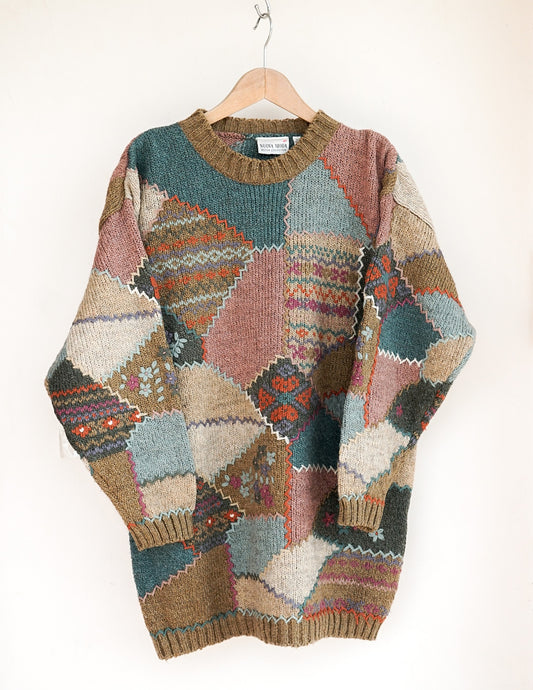 Pull patchwork brodé