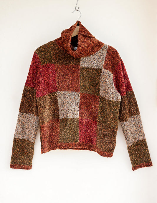 Pull pilou pilou patchwork rouge vert automne