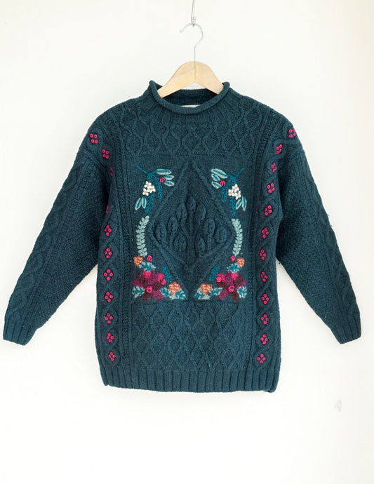 Pull irlandais vert sapin