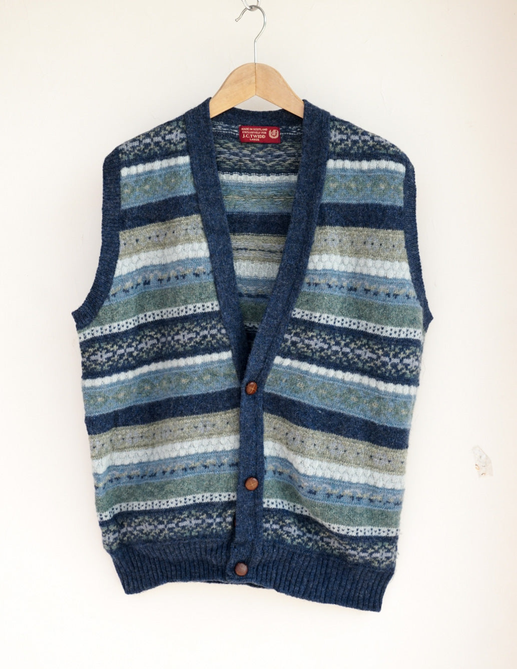 Gilet écossais sans manches bleu à rayure
