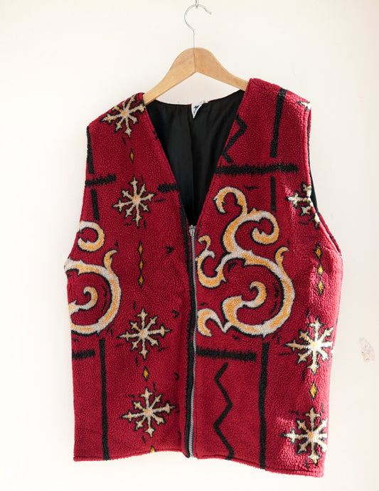 Gilet sans manches en polaire rouge
