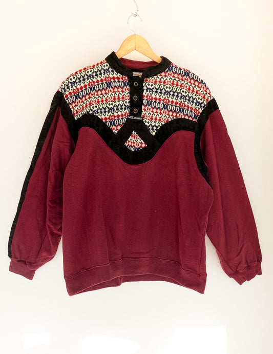 Sweat bordeaux à empiècement 80's