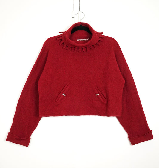 Pull rouge col roulé